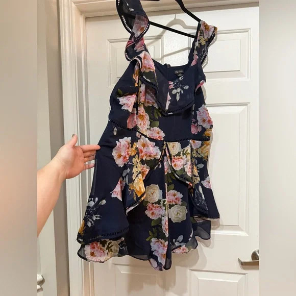 City Chic Blue and Pink Floral Romper Size 22 - Picture 1 of 4